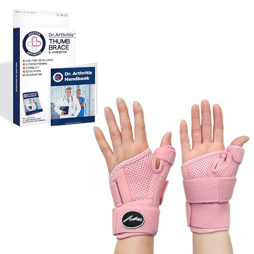 Dr. Arthritis Pink 2 Pack Ergonomic Thumb Brace Support for Arthritis & Tendonitis