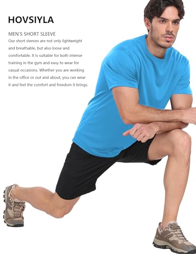 Athletic Workout Shirts for Men - Quick Dry Short Sleeve T-Shirts - X-Large / Black, Navy Blue, Azure, Burgundy, Army Green