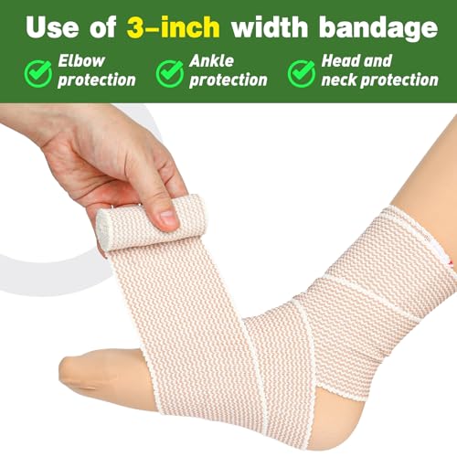 10 Pack 3 Inch Elastic Bandage Wrap - Latex-Free Compression Bandages