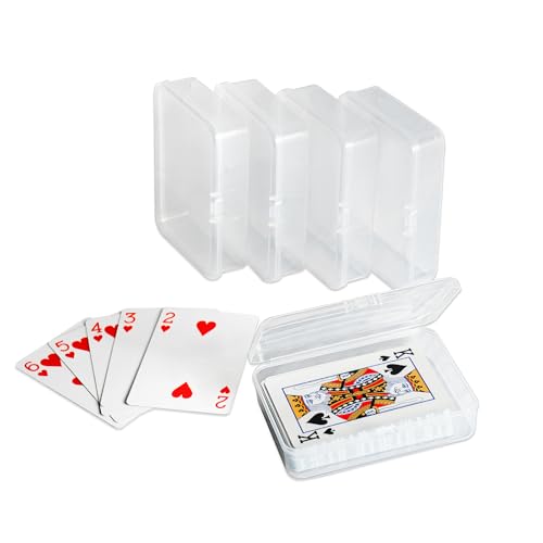 Clear Plastic Playing Card Cases - 4 Pack Snap Closure