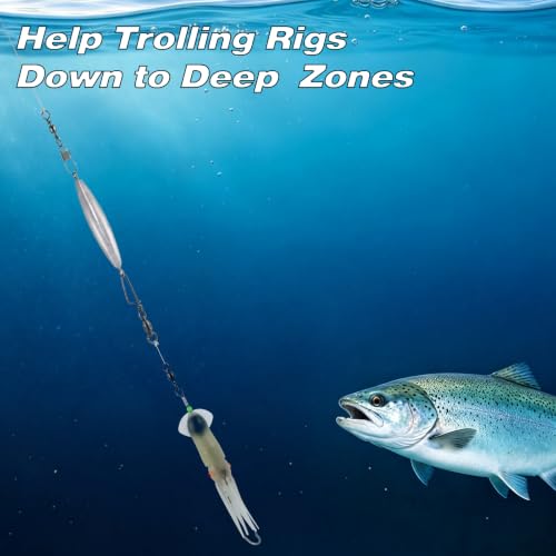 1oz Inline Trolling Lead Sinkers - 5 Pack for Saltwater Fishing