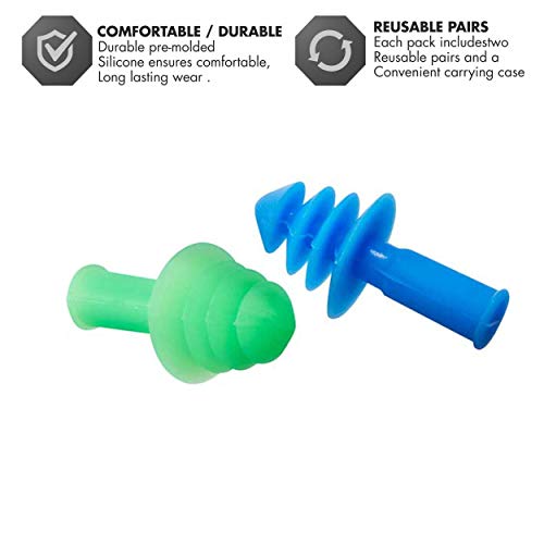 Ergo Flex Ear Plugs for Swimming - 4 Pack, Blue/Green