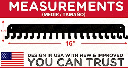 Premium Medal Display Hanger - Never Give Up, 16 Inch with 20 Hooks