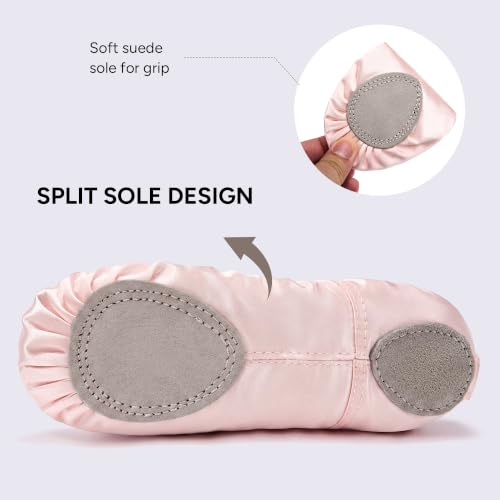 Ballet Shoes for Girls - Satin Ballerina with Ribbons - Ballet Pink