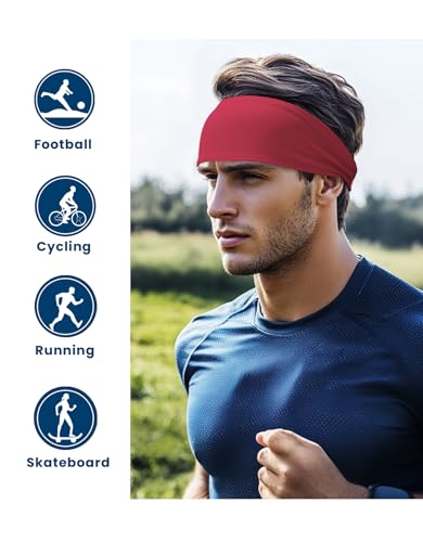 Unisex Sweat Wicking Headband - Burgundy Pack for Sports