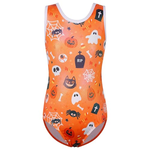 Girls' Sleeveless Gymnastics Leotard - Fire Pattern