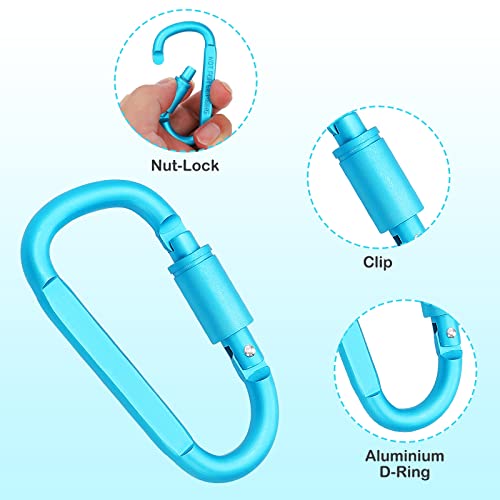 Aluminum D-Ring Locking Carabiner Clips - 4 Pack, 3 Inch