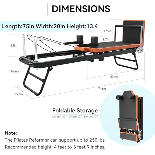 Foldable Pilates Reformer with Jump Board - Home Gym Equipment