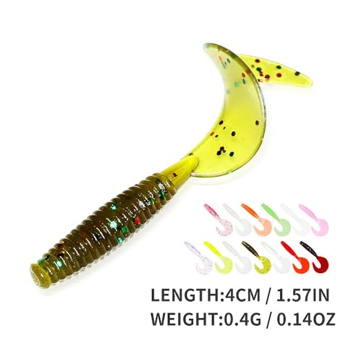 Curly-Tail SwimBait Fishing Lures - 30Pcs Luminous #3 Soft Bait