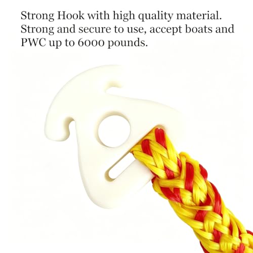 DockMoor Towable Tube Rope Connector 1in Hole, 6000lb, Yellow & Red 2-Pack