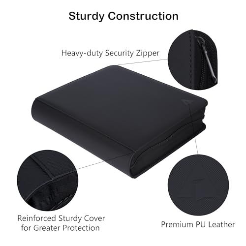 Rayvol Black Trading Card Binder 9-Pocket Pages for 1404 Cards, Water-Resistant