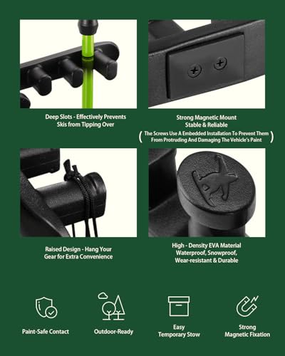 Magnetic Ski Holder for Car - Black Ski & Snowboard Mount