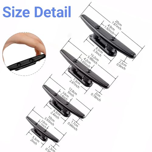 4-Inch Black Nylon Dock Cleat - Boat Cleat Pack of 4 with Screws