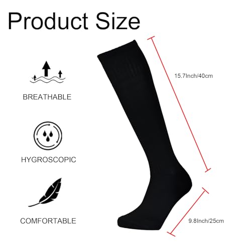 Kids Athletic Soccer Socks - 2 Pair Pack, Breathable for Ages 7-13