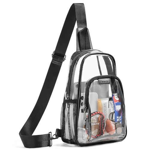 Clear Crossbody Bag for Stadium Events - Black