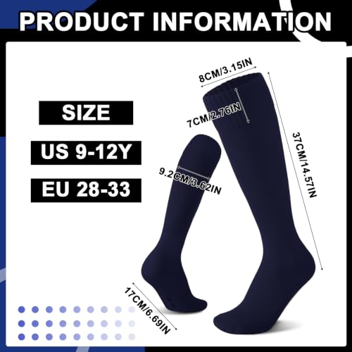 Kids Soccer and Baseball Knee High Socks - Dark Blue, 2 Pairs