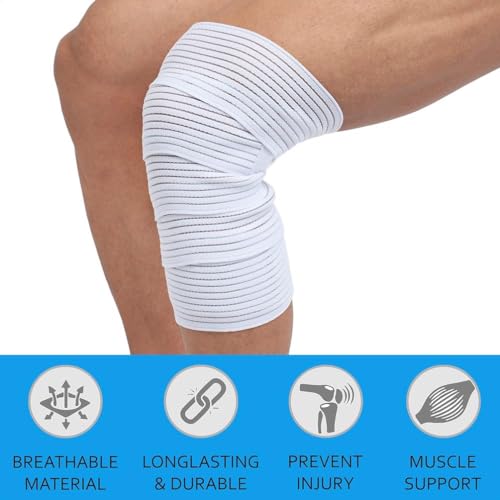Extra Long Elastic Knee Wrap Compression Support Bandage - White