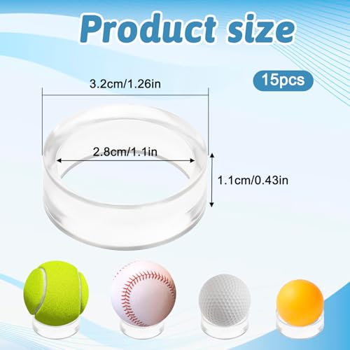15-Piece Clear Acrylic Ball Display Stands for Collectibles