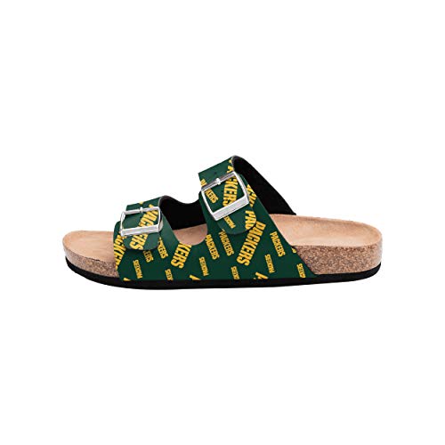 Green Bay Packers Double Buckle Sandals - Womens Team Logo