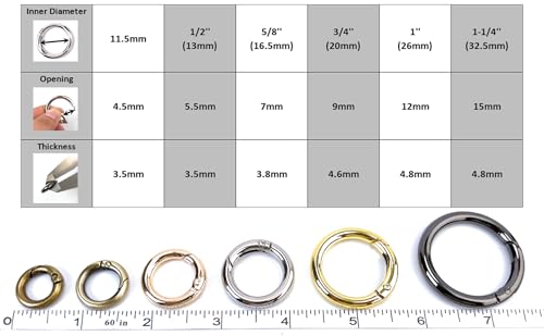 10 Pcs Brass Spring O Ring Carabiners for Keychains - 7/16 Inch