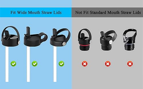 Replacement Straws for Wide Mouth Water Bottles with Cleaning Brush - 3 Pack