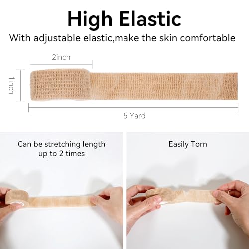 Self-Adhesive Cohesive Bandage Wrap - 1 Inch, 16 Rolls for First Aid & Sports