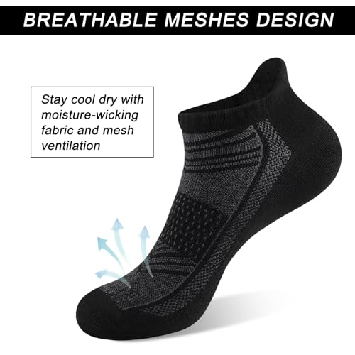 Shnn 14 Pairs Ankle Socks for Men & Women - Breathable Low Cut Casual Socks, Black, Size 6-12