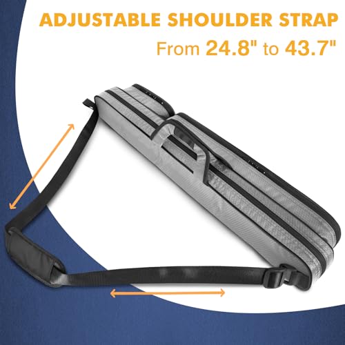 Sturdy Pool Cue Case 2x2 with 2 Pockets - Blizzard Grey/Black