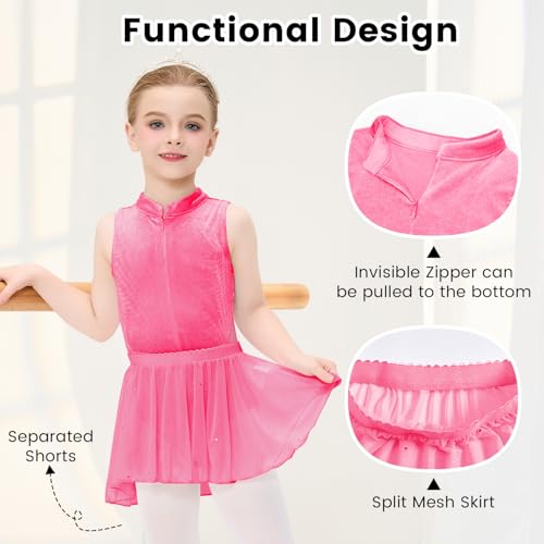 Girls Velvet Ballet Leotard Set with Removable Skirt - Ages 5-12