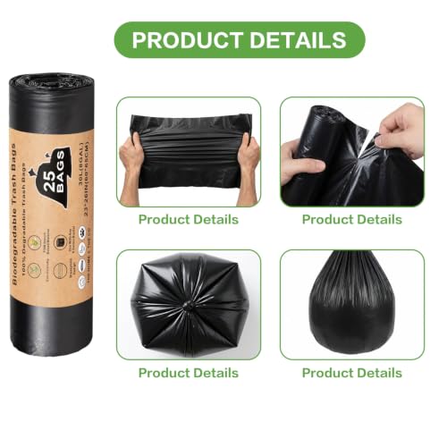 8 Gallon Compostable Portable Toilet Bags - 25 Count Black