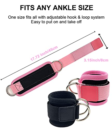 Adjustable Ankle Straps for Cable Machines - Heavy Duty Gym Cuffs - Black