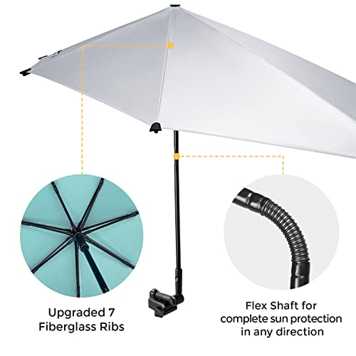 G4Free Lake Blue UPF 50+ Beach Chair Umbrella with Universal Clamp