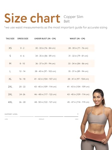 CU Copper Slim Waist Belt for Women - Medium Black Tummy Control & Sweat-Enhancing Workout Belt
