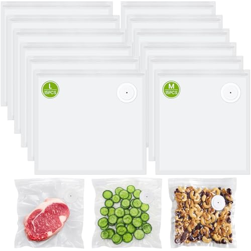 FEPPO Clear Vacuum Sealer Bags 30 Pack (M+L Sizes) Food Storage & Freshness