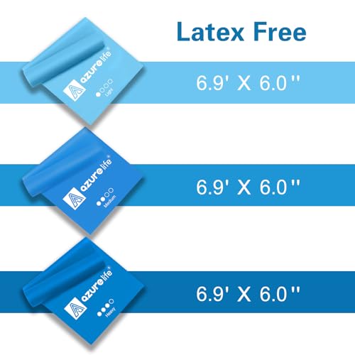 A AZURELIFE 6.9FT Blue Non-Latex Resistance Bands for Fitness & Rehab