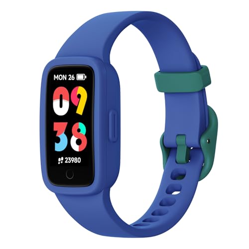 Kids Fitness Tracker Watch - AMOLED Screen, Waterproof, Blue