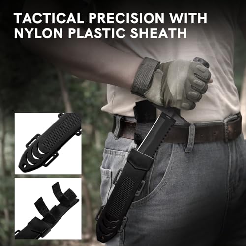 Dispatch Black Fixed Blade Hunting Knife 12-inch Survival Bowie with Sheath