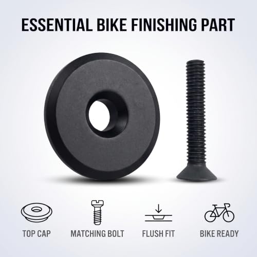 Black Bike Front Fork Stem Top Cap - 1-1/8 Inch (28.6mm)