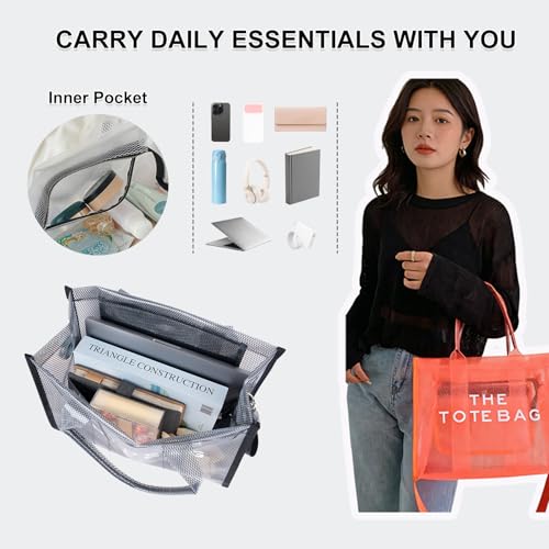 Large Clear Tote Bag for Stadium Events - Black