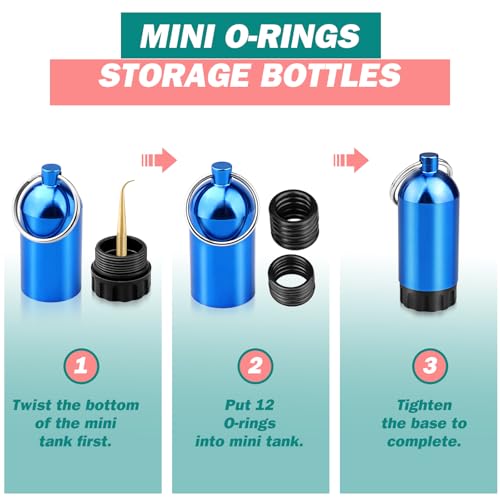 Blue Aluminum Mini Diving Tank Key Ring with O-Rings - Scuba Gear Accessory