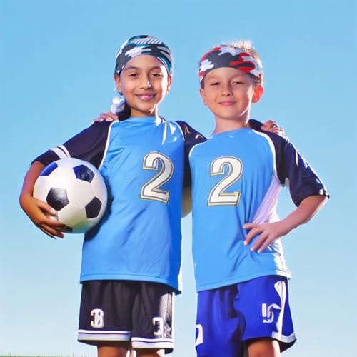 Kids Sweatbands - 6 Pack Breathable Elastic Headbands for Sports