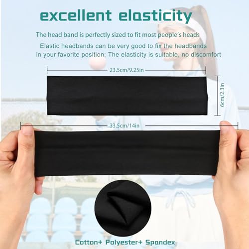 7-Piece Non-Slip Elastic Cotton Headband Set - Dark Blue, Brown, Gray, Wine, Pink, White, Green