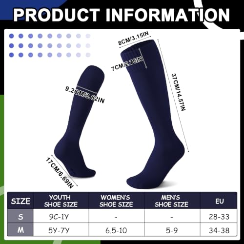 Kids Soccer and Baseball Knee High Socks - Dark Blue, 2 Pairs