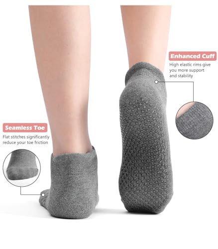 Grip Socks for Women - Non-Slip Pilates Socks, Black/Pink/Grey