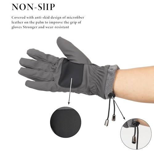 Water-Repellent Touchscreen Ski Gloves for Winter Sports - Grey Medium