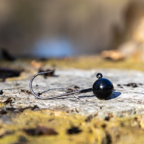 Reaction Tackle Ball Jig Heads 1/16-3/8 oz, Round Jig Heads for Bass w/ #2-3/0 Hooks (10-Pack)