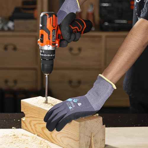 Work Gloves, Eco Friendly Spandex Liner Nitrile Coated Safety Gloves, EP2001 Grey 12 Pairs