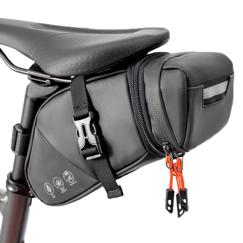 Expandable Waterproof Bike Seat Bag - Black, 1.5-2L