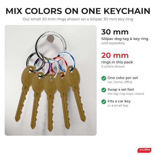 Silipac Gun Variation Small Heavy Duty Key Rings 0.8 in (20mm) Bulk 12 pcs