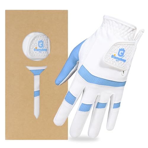 Ladies Golf Glove - Breathable Lightweight - Left Hand - Blue - Medium